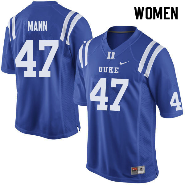 Women #47 Steve Mann Duke Blue Devils College Football Jerseys Sale-Blue